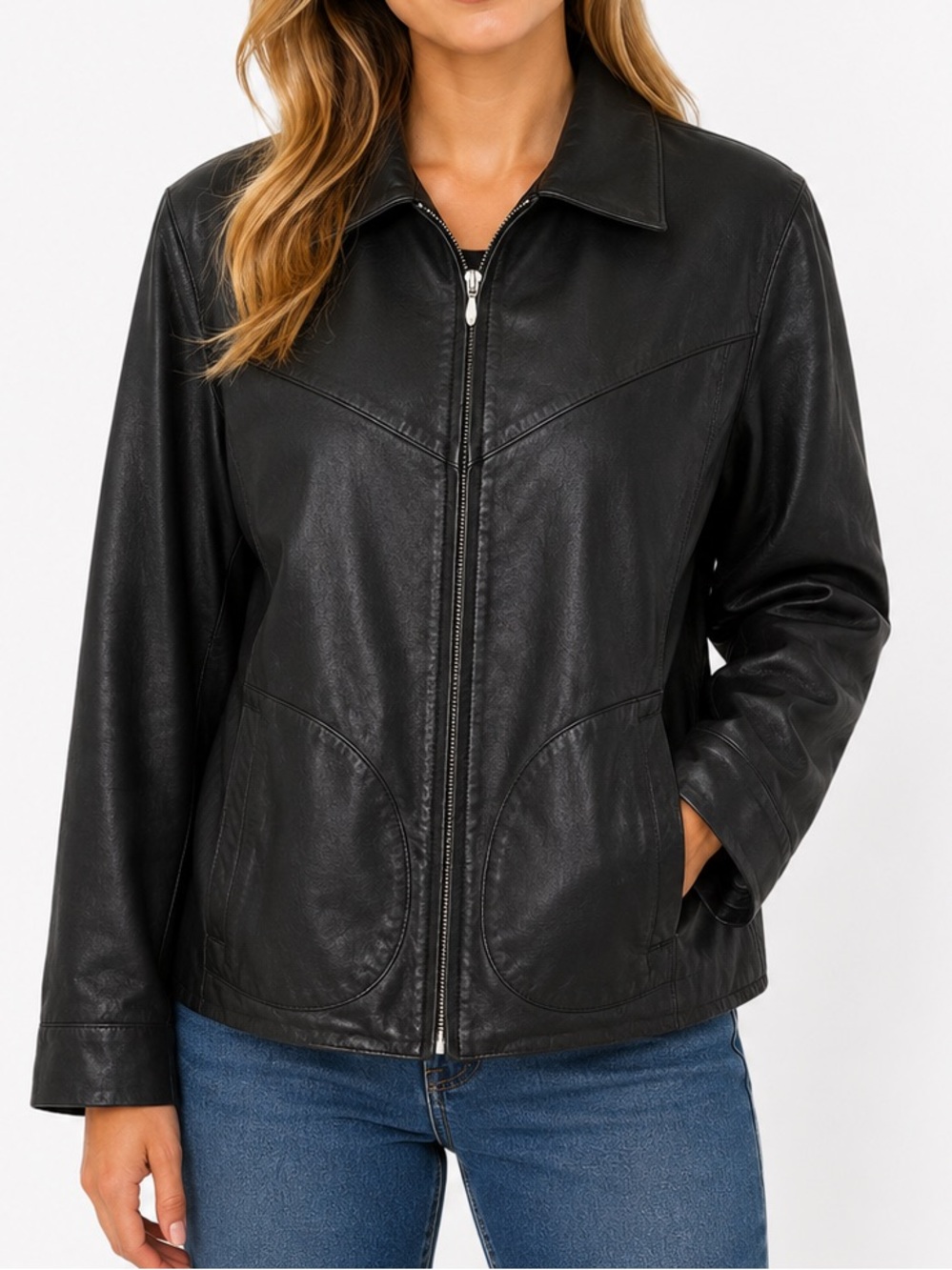 Vintage Wilsons Leather Maxima Ladies Jacket 100% Leather Medium Black